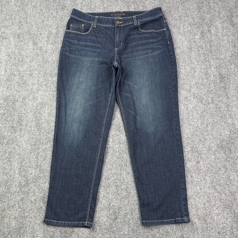 Chicos Platinum Womens Jeans Size 2 US 12 Ultimate Fit Stretch Dark Wash Denim